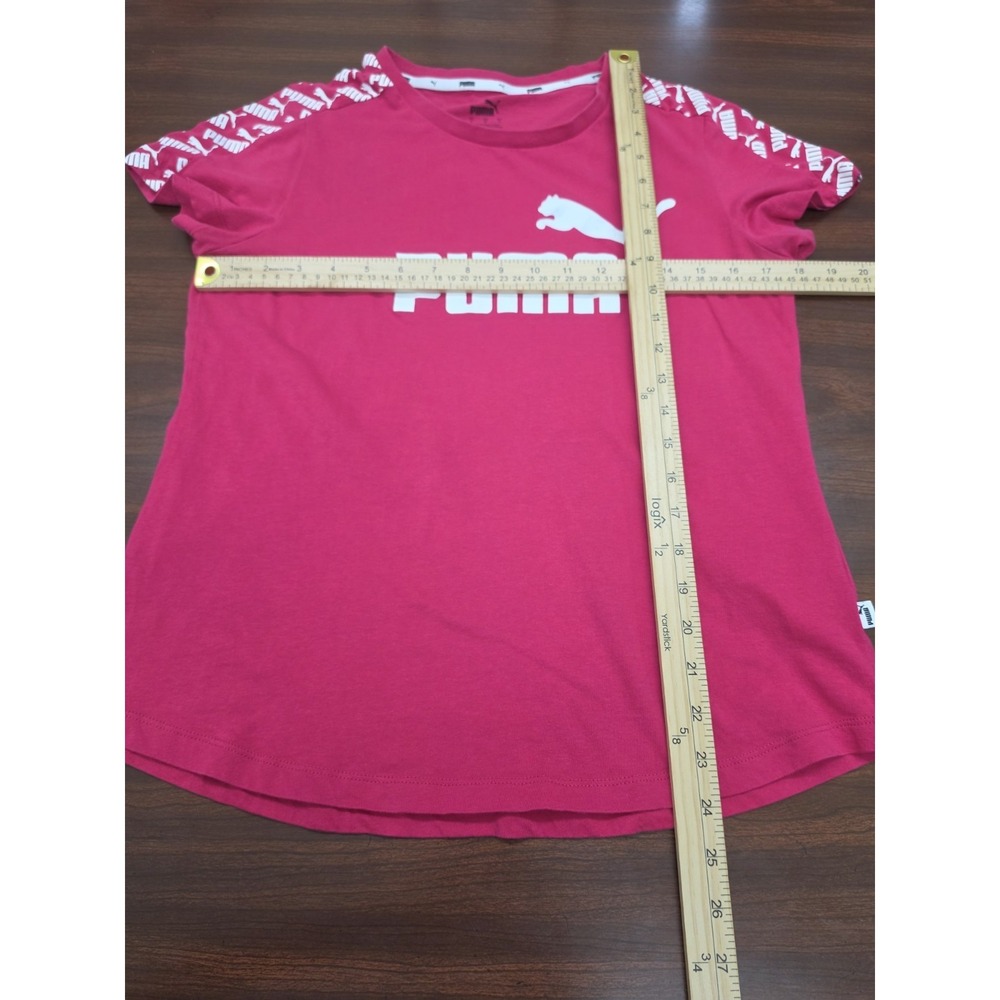 Puma Girls Pink Logo Graphic T Shirt Size L Short Sleeve Athletic Activewear Tee - Picture 6 of 6